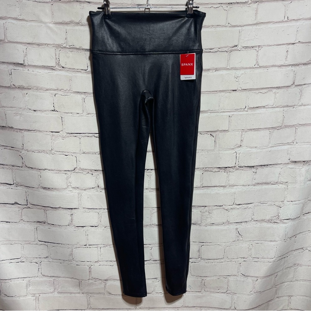 Spanx Womens Faux Leather Black Leggings Pants 2437 Size Medium New